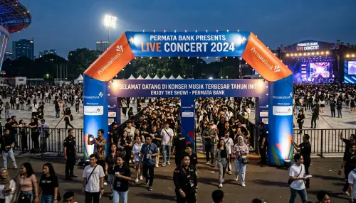 balon gate landak saat event konser dengan sponsor bank swasta
