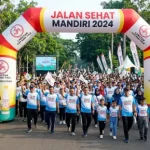 balon gate pontianak disaat event jalan sehat dengan sponsor minuman sehat