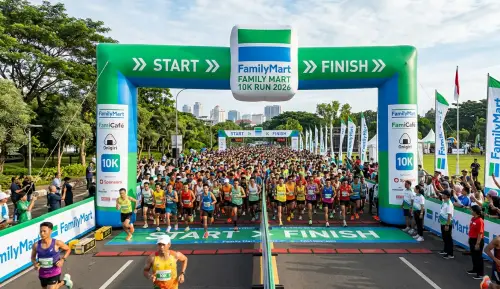 balon gate sintang pada event lari marathon bersama sponsor minimarket