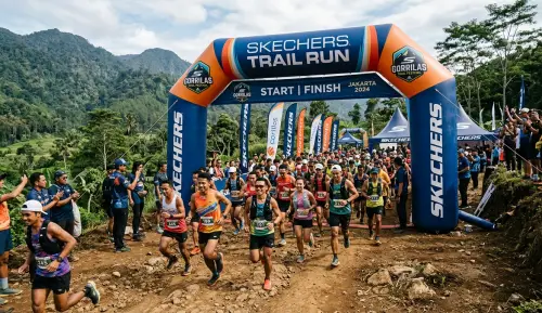 balon gate tanah laut di event trailrun dengan sponsor sepatu
